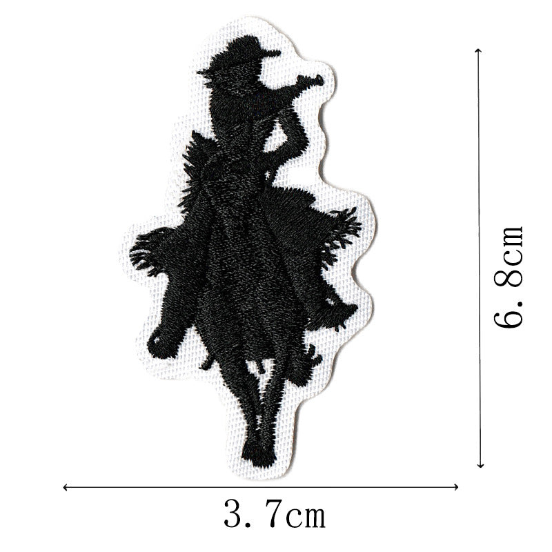 Wholesale Western Cowboy Embroidered Jacket Decoration, Steed Pistol Embroidered Badge, Embroidered Label Patch FS